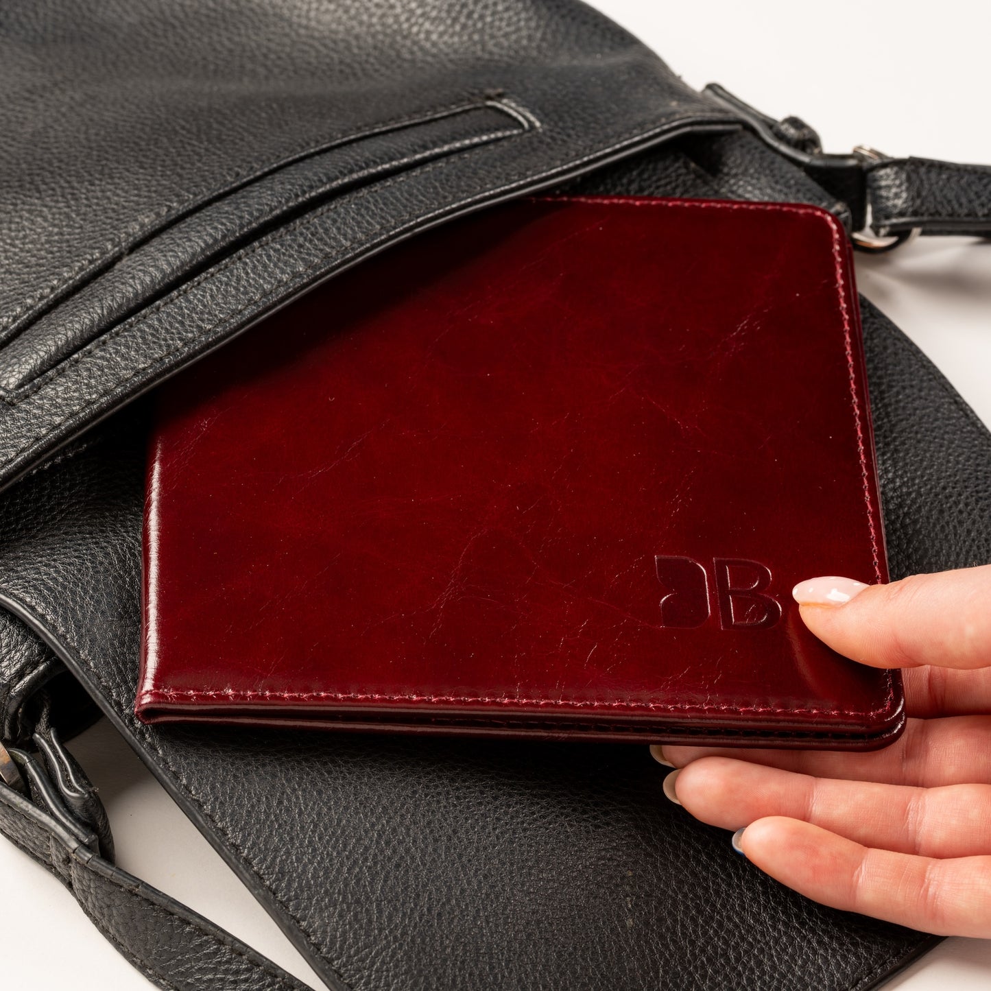 Disabled Blue Badge Parking Permit Wallet in Burgundy Leather - UK Made