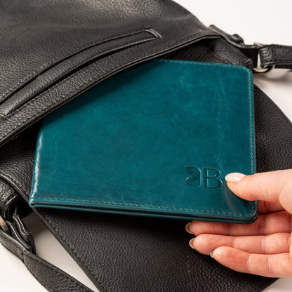 Disabled Blue Badge Parking Permit Wallet in Green Leather - UK Made