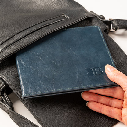 Disabled Blue Badge Parking Permit Wallet in Navy Leather - UK Made