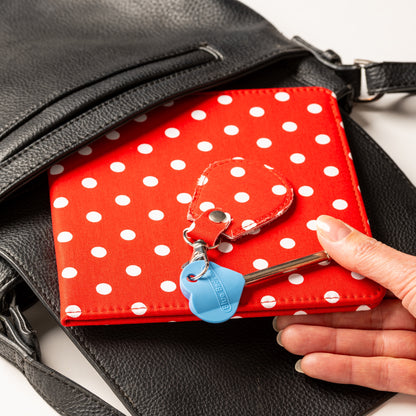 Disabled Blue Badge Wallet, Keyring and RADAR Key in Spotty Red - UK Made