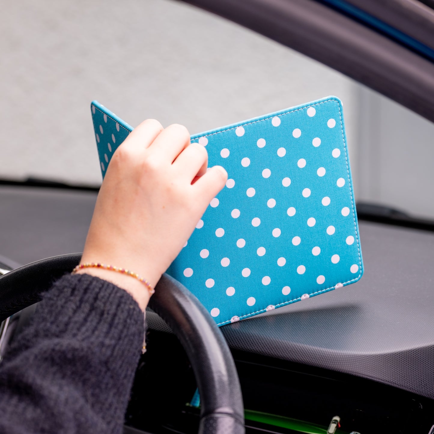 Blue Badge Wallet - Disabled Parking Permit Holder Spotty Aquamarine  - UK Made