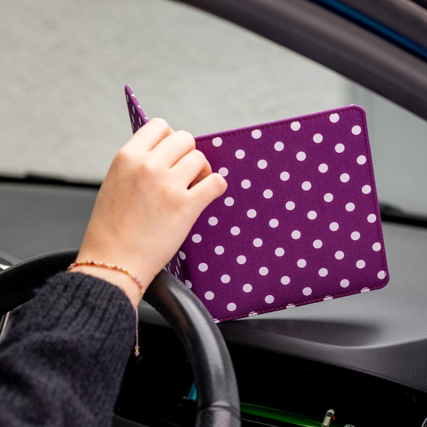 Blue Badge Wallet - Disabled Parking Permit Holder Spotty Grape - UK Made