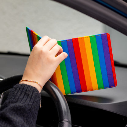 Blue Badge Wallet - Disabled Parking Permit Holder Rainbow Stripe  - UK Made