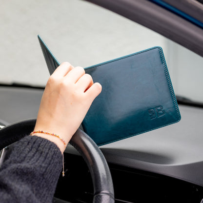 Disabled Blue Badge Parking Permit Wallet in Green Leather - UK Made