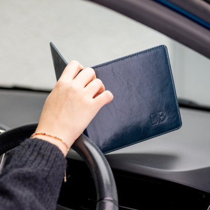 Disabled Blue Badge Parking Permit Wallet in Navy Leather - UK Made