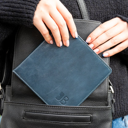 Disabled Blue Badge Parking Permit Wallet in Navy Leather - UK Made