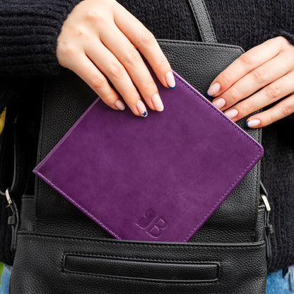 Disabled Blue Badge Parking Permit Wallet in Purple Leather - UK Made