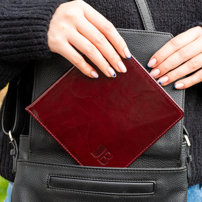 Disabled Blue Badge Parking Permit Wallet in Burgundy Leather - UK Made