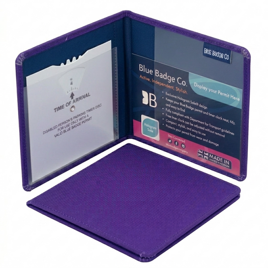 Blue Badge Wallet - Disabled Parking Permit Holder Purple Drill  - UK Made