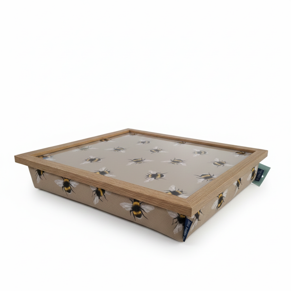 Bean Bag Cushioned Wooden Frame Lap Tray in Busy Bees - UK Made