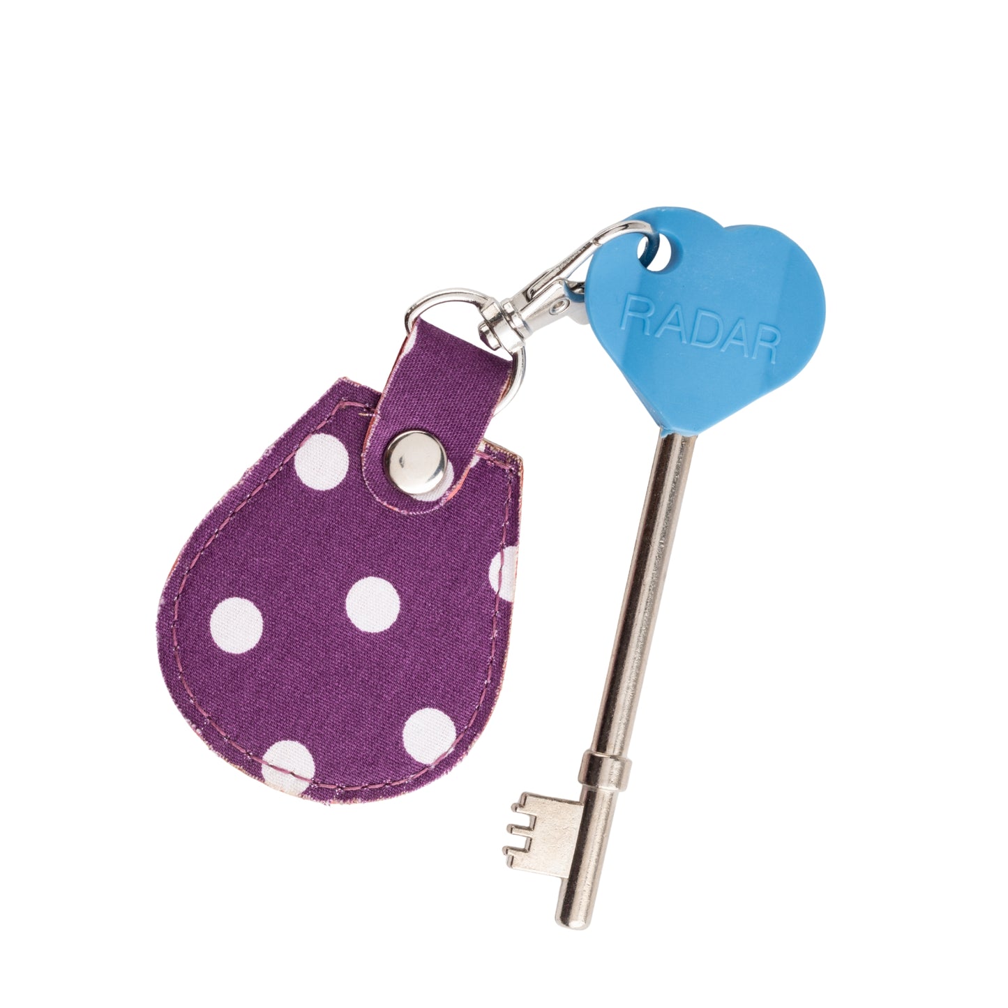 Genuine RADAR Disabled Toilet Key and Fabric Keyring in Spotty Grape - UK Made