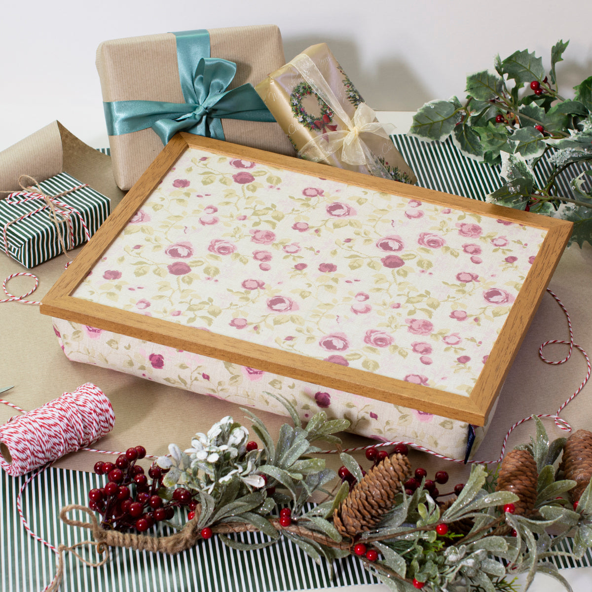 Bean Bag Lap Tray in Mulberry Rose