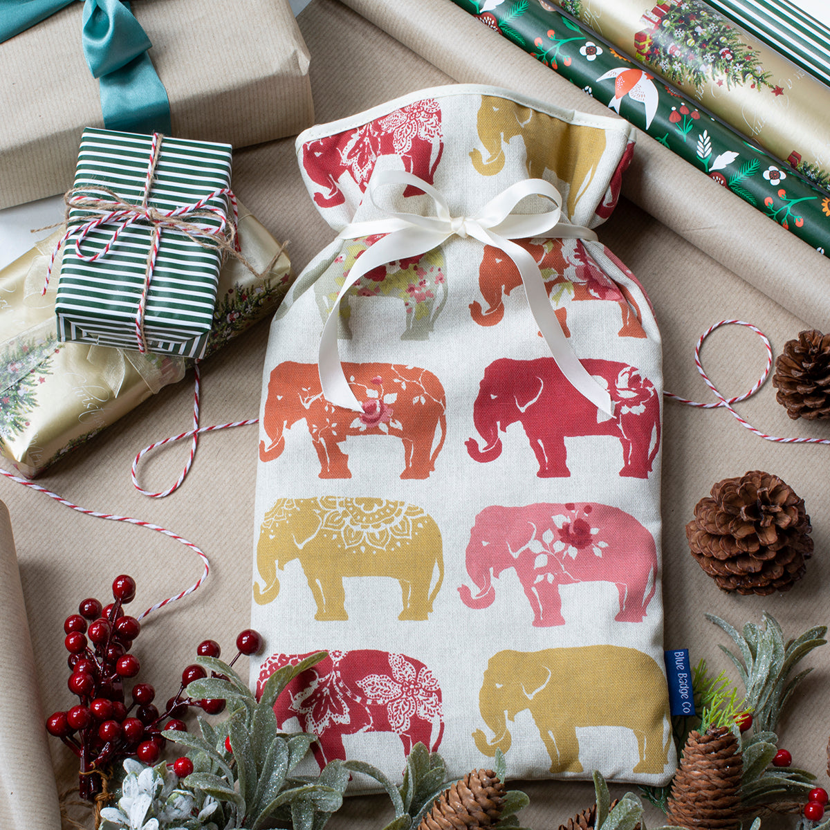 Large Hot Water Bottle in Nelly Elephant