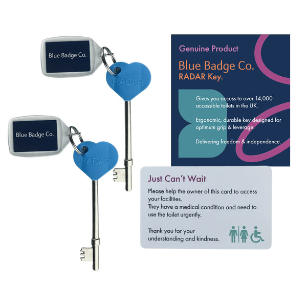 Twin Pack RADAR Keys Blue Badge Co | Buy 2 Save More + Just Can't Wait Card