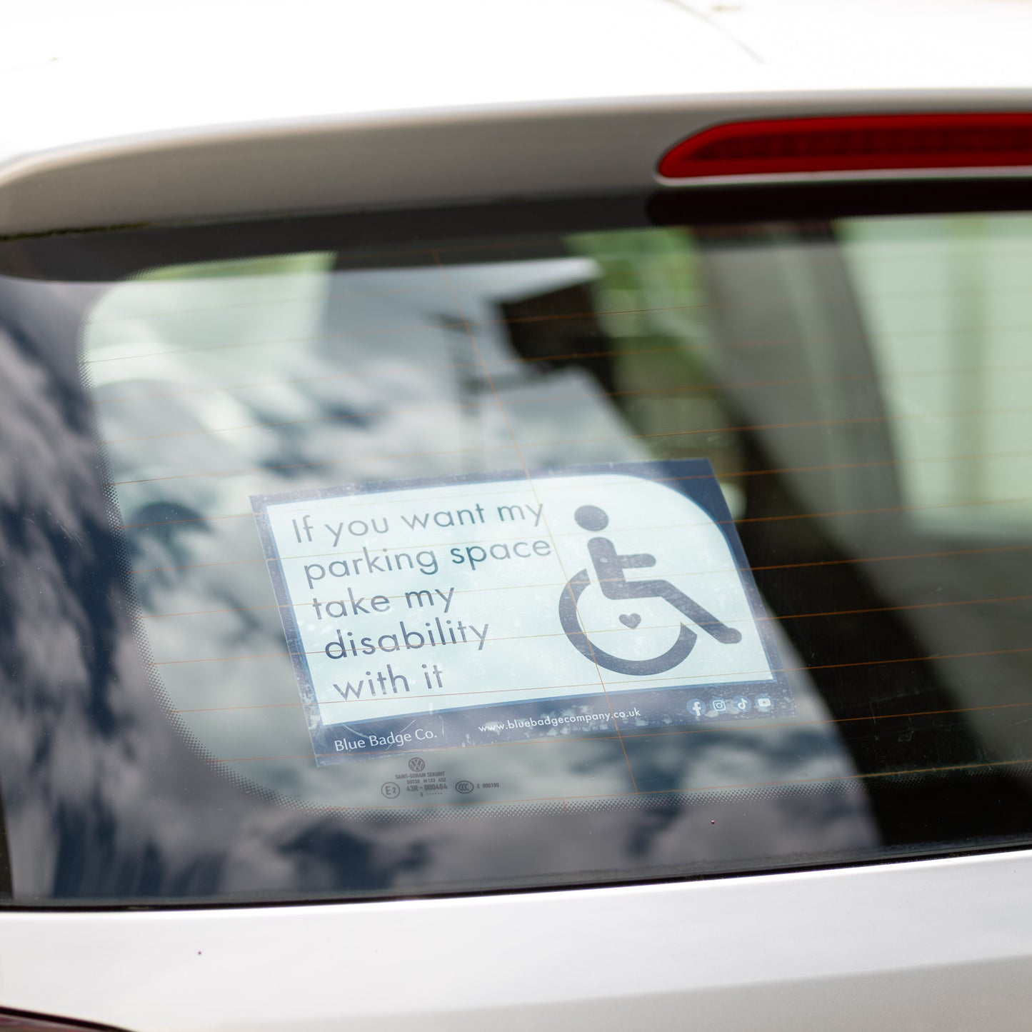 Twin-Pack Disabled Car Window Sticker Rectangle, “ If you want my parking space take my disability with it” Disability Parking Awareness Vinyl Decals