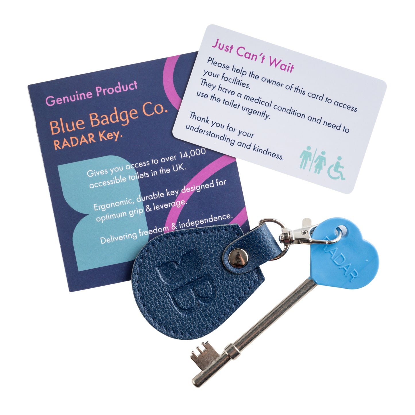 Recycled Bottles Keyring with Disabled Toilet RADAR Key in Navy
