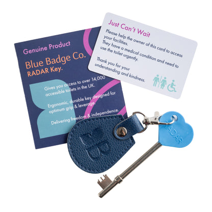 Recycled Bottles Keyring with Disabled Toilet RADAR Key in Navy
