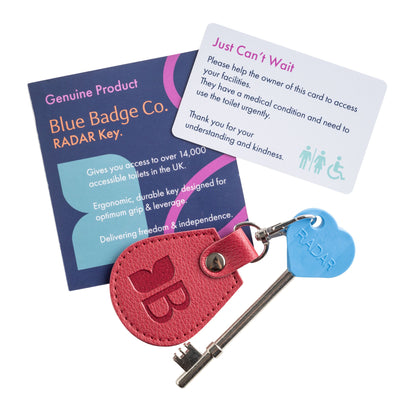 Recycled Bottles Keyring with Disabled Toilet RADAR Key in Raspberry