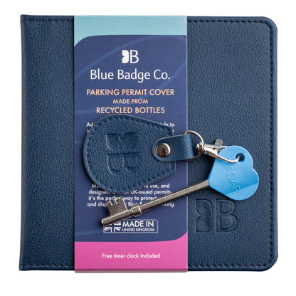 Eco-Friendly Blue Badge Permit Wallet & RADAR Key Bundle - Navy Made from Recycled Bottles