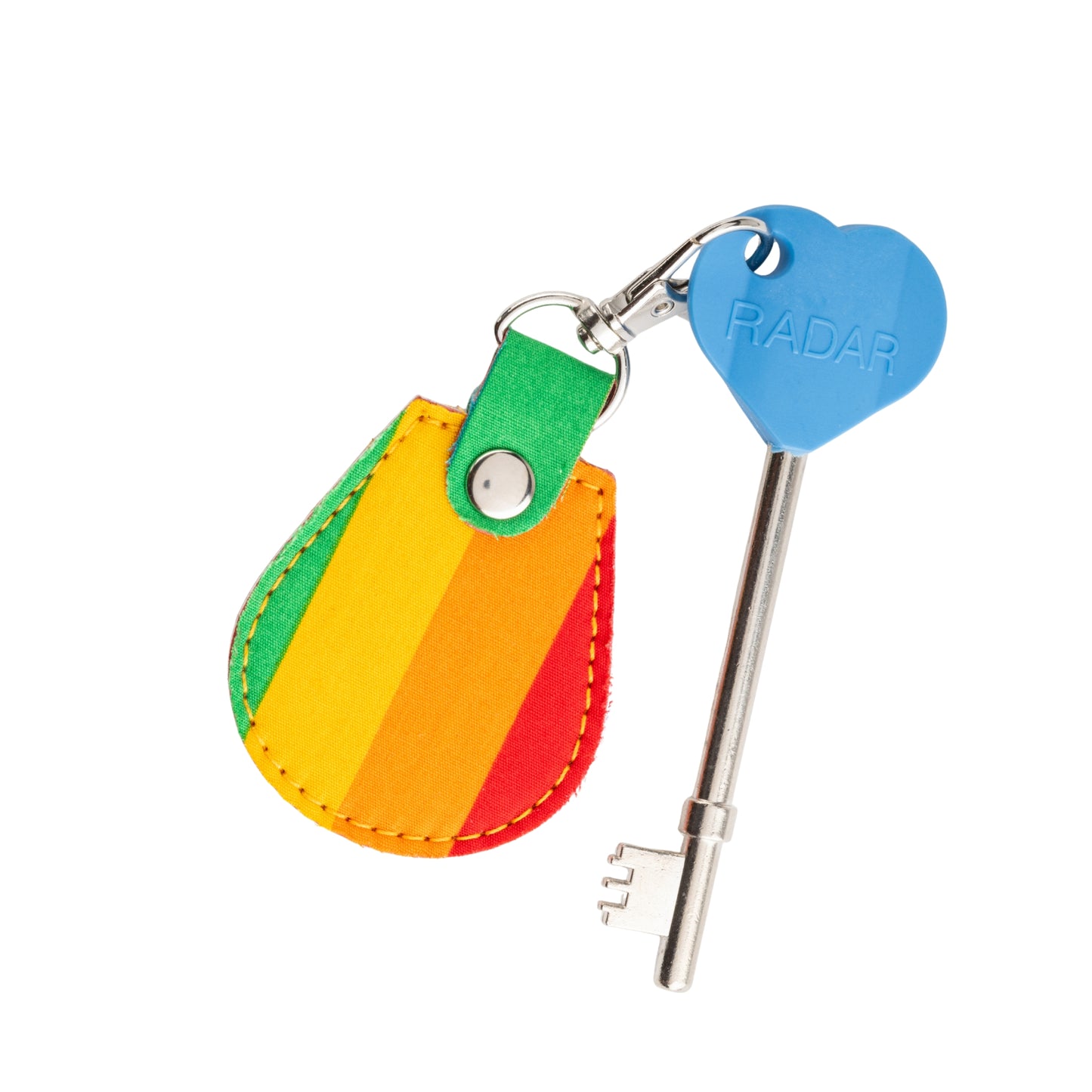 Genuine RADAR Disabled Toilet Key and Fabric Keyring in Rainbow Stripe - UK Made