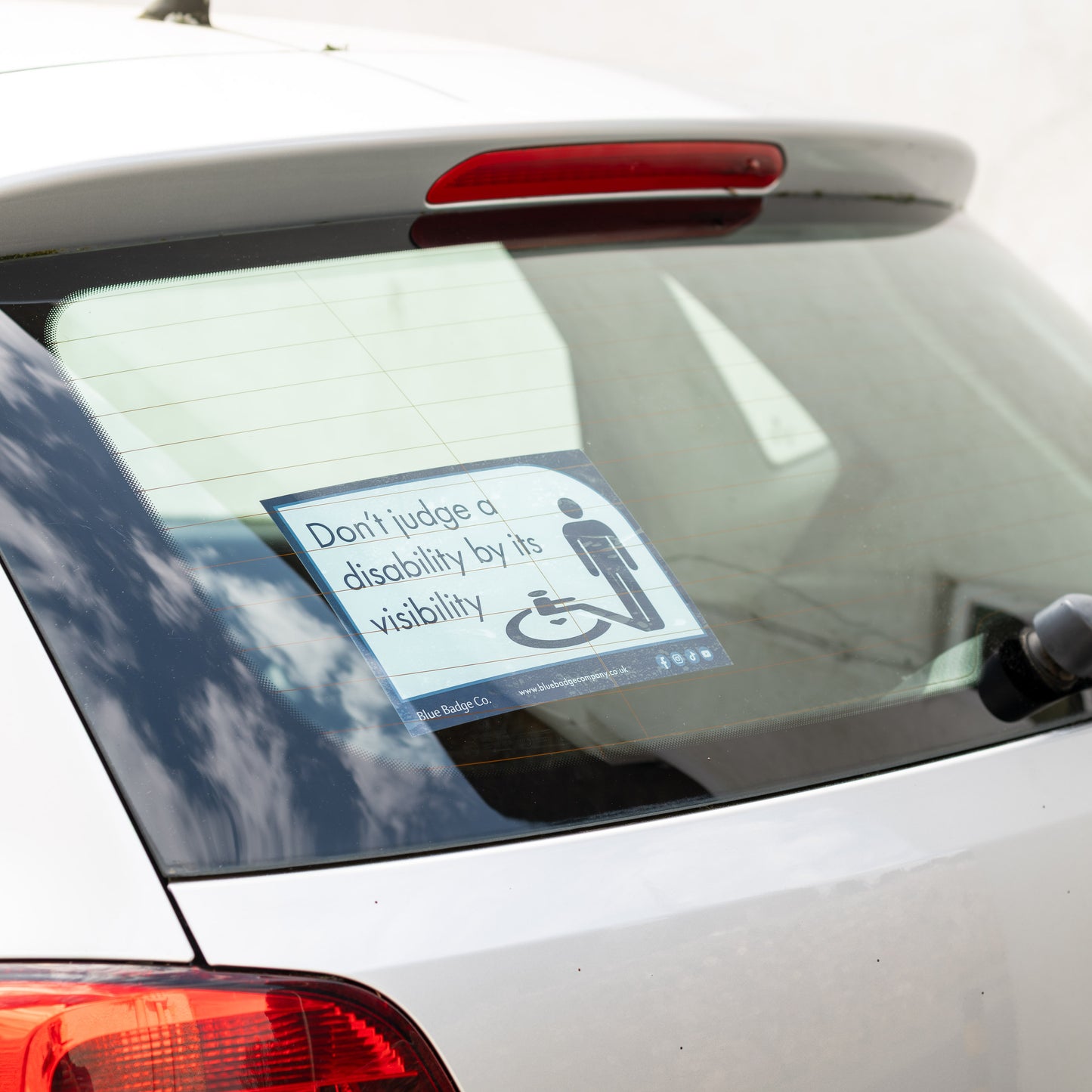 Twin-Pack Disabled Car Window Sticker Rectangle, “Don't judge a disability by it's visibility” Disability Parking Awareness Vinyl Decals