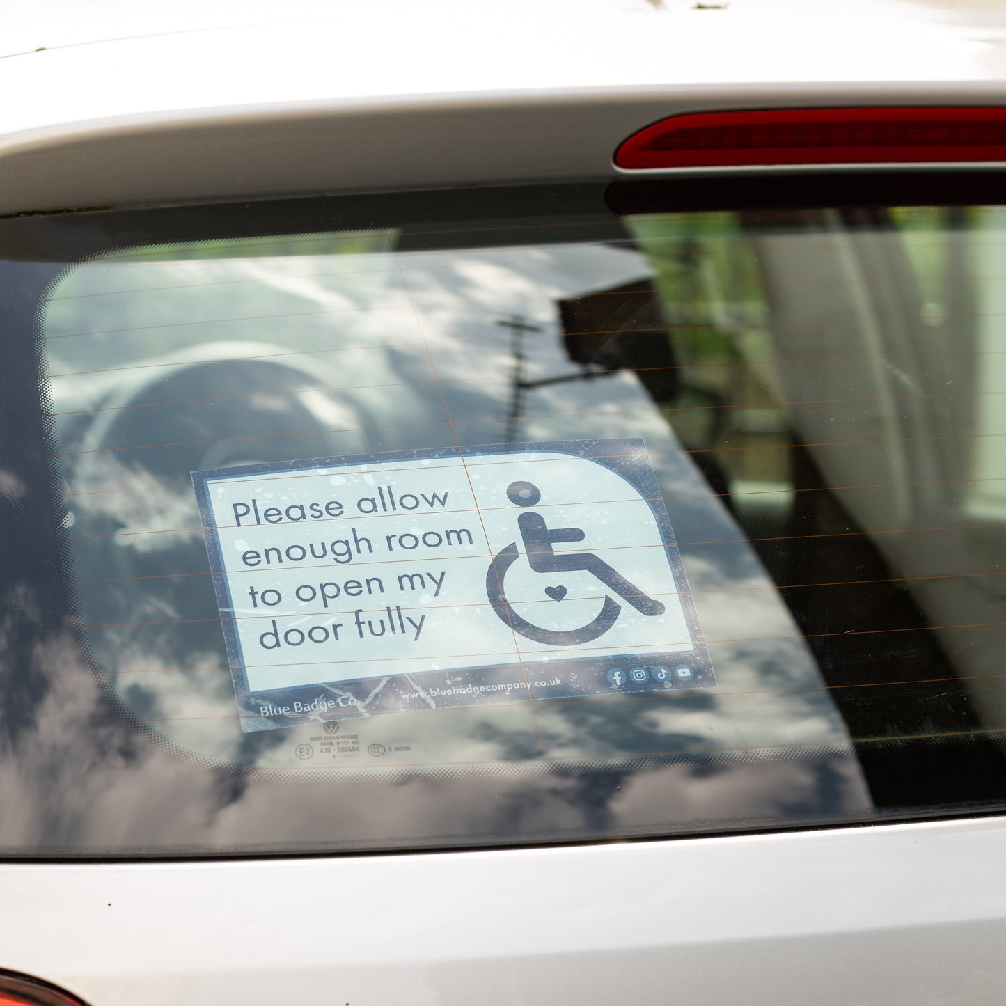Twin-Pack Disabled Car Window Sticker Rectangle, “Please allow enough room to open my door fully” Disability Parking Awareness Vinyl Decals