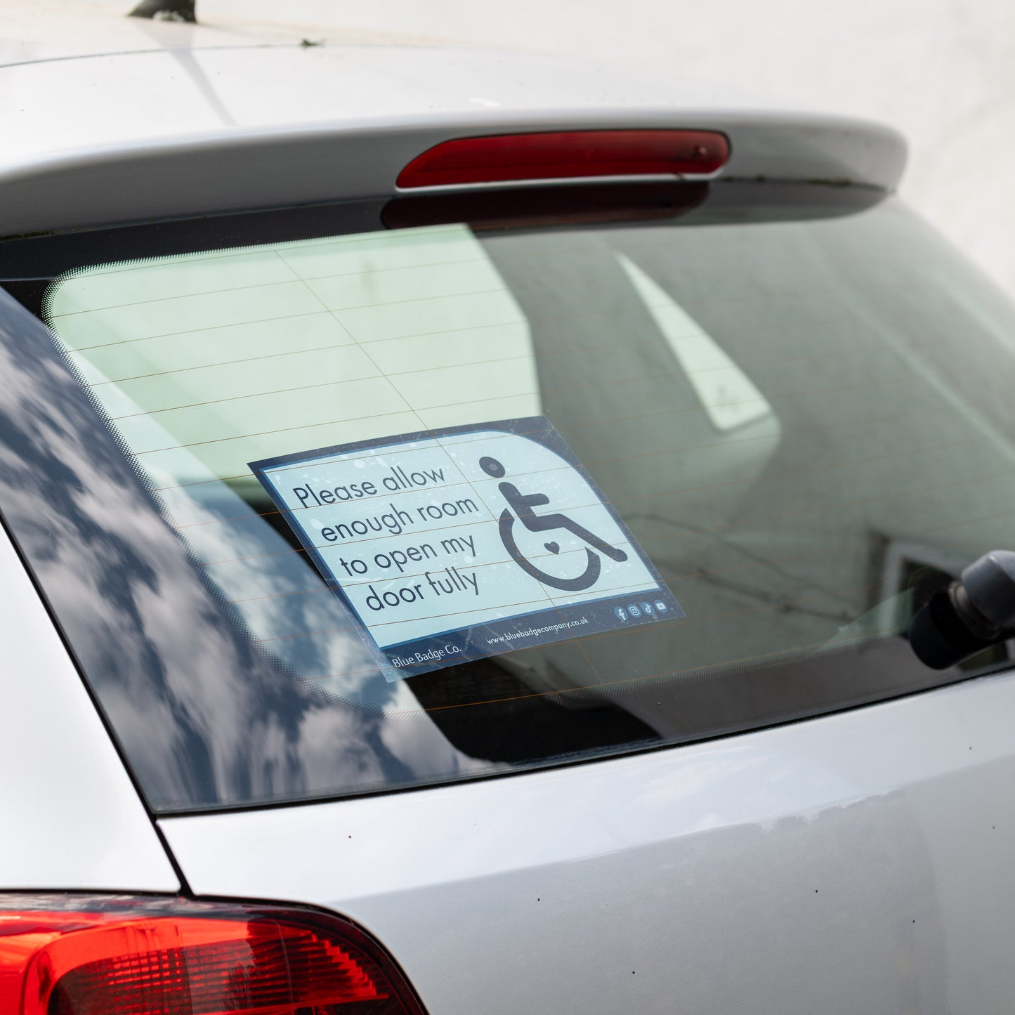 Twin-Pack Disabled Car Window Sticker Rectangle, “Please allow enough room to open my door fully” Disability Parking Awareness Vinyl Decals