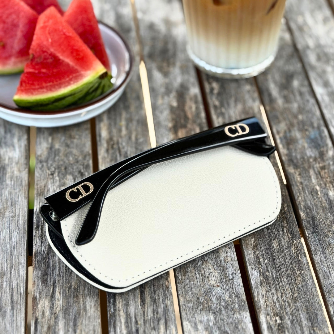 Slim Magnetic Close Glasses Cases Made from Recycled Bottles in Cream