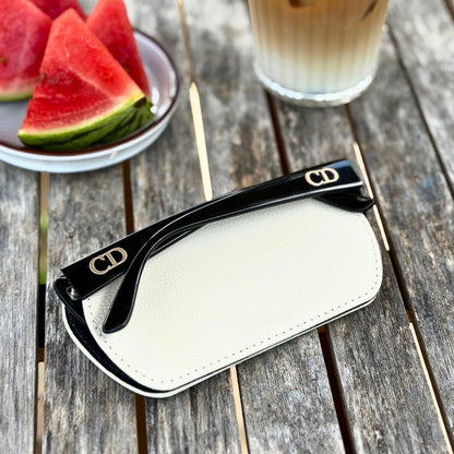Slim Magnetic Close Glasses Cases Made from Recycled Bottles in Cream