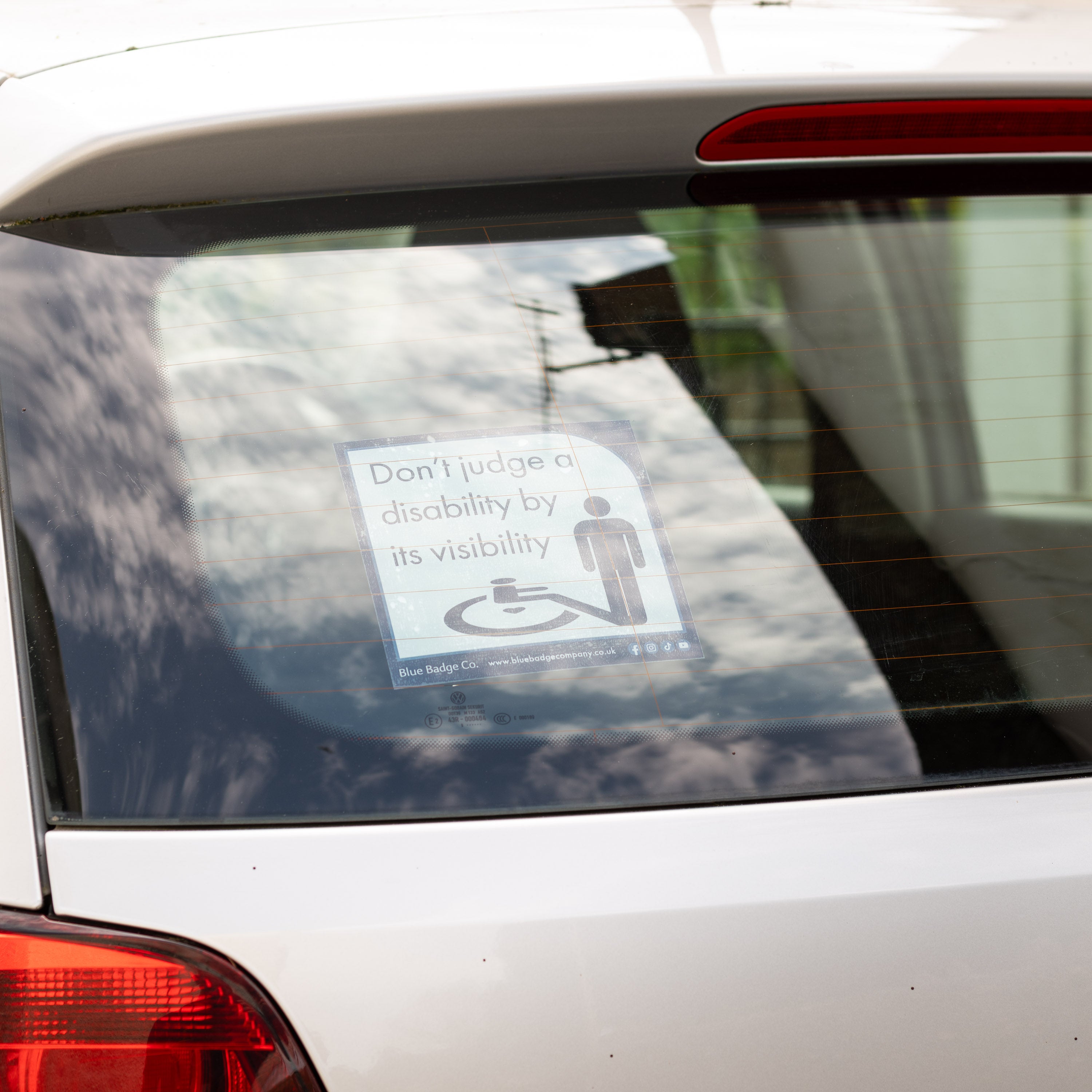 Twin-Pack Disabled Car Window Sticker Square, “Don't judge a disabilit ...