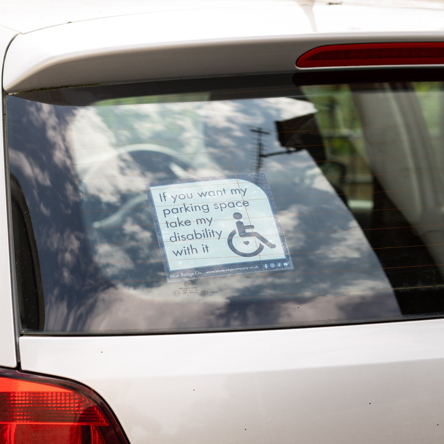Twin-Pack Disabled Car Window Sticker Square, “If you want my parking space take my disability with it” Disability Parking Awareness Vinyl Decals
