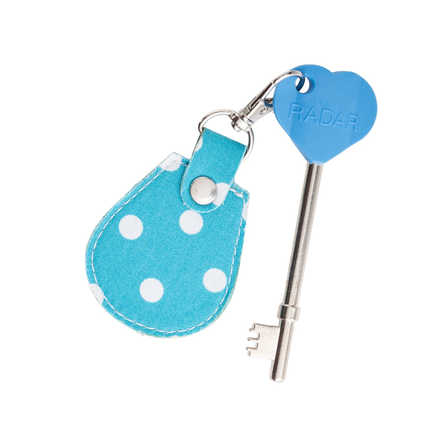 Genuine RADAR Disabled Toilet Key and Fabric Keyring in Spotty Aquamarine - UK Made