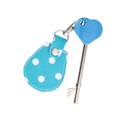 Genuine RADAR Disabled Toilet Key and Fabric Keyring in Spotty Aquamarine - UK Made