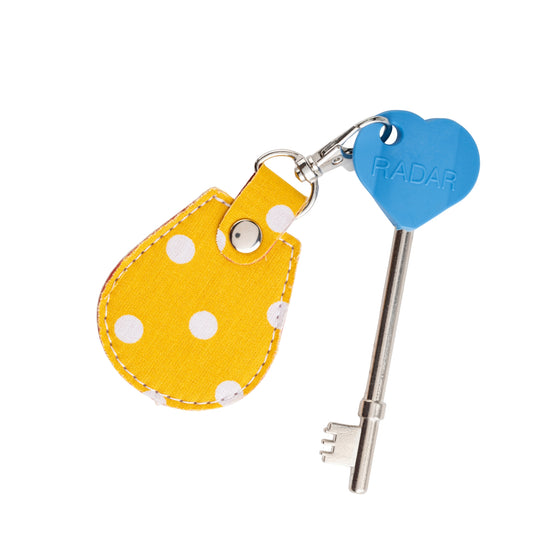 Genuine RADAR Disabled Toilet Key and Fabric Keyring in Spotty Canary Yellow - UK Made