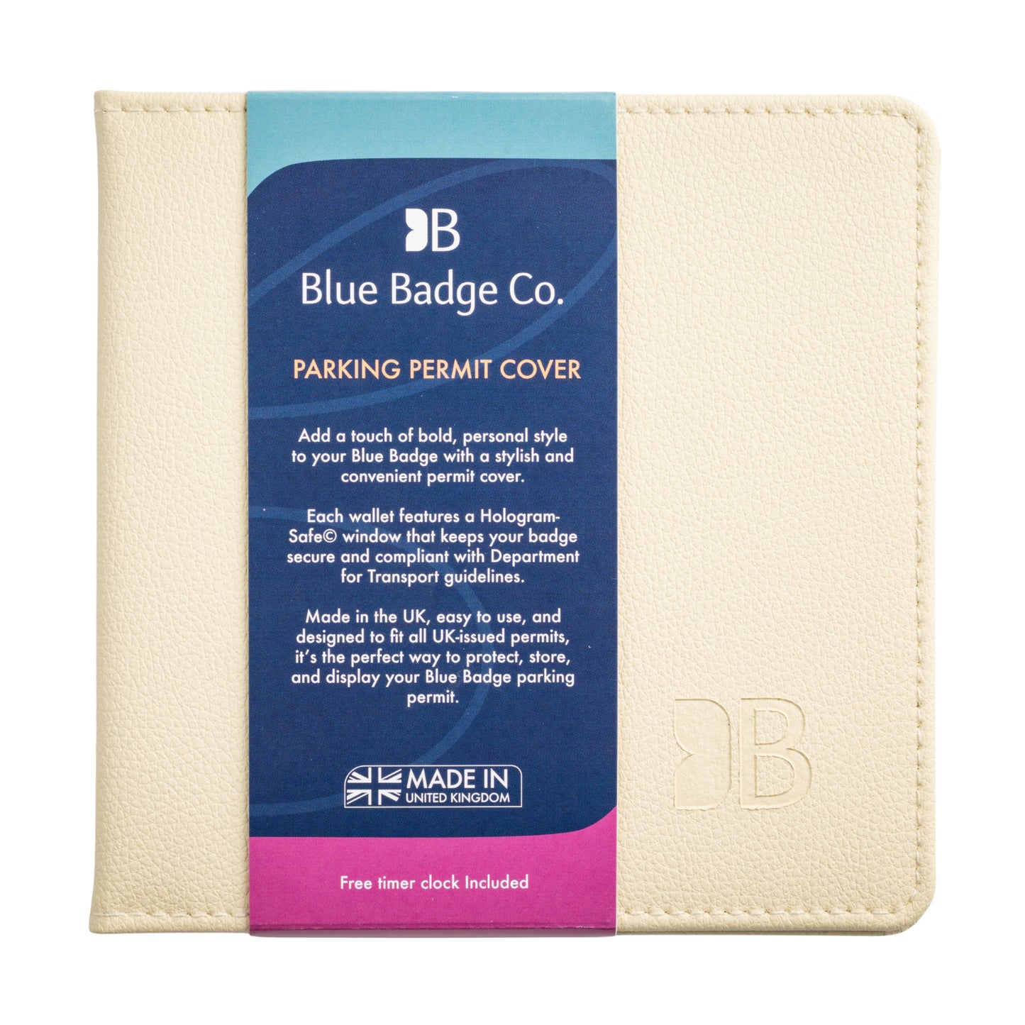 Blue Badge Wallet - Disabled Parking Permit Holder Recycled Bottles Cream - UK Made
