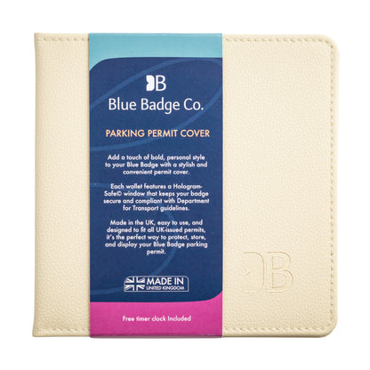 Blue Badge Wallet - Disabled Parking Permit Holder Recycled Bottles Cream - UK Made