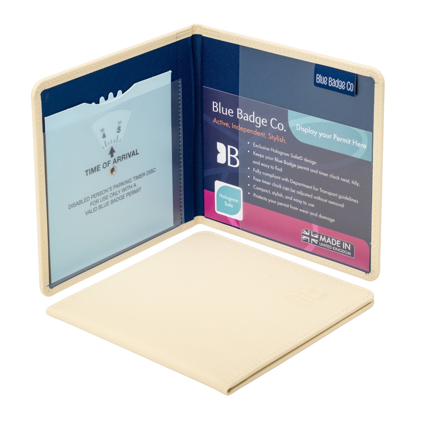 Blue Badge Wallet - Disabled Parking Permit Holder Recycled Bottles Cream - UK Made