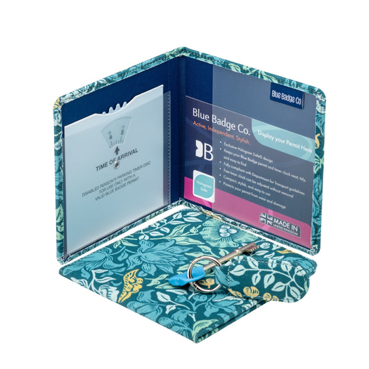 Disabled Blue Badge Wallet, Keyring and RADAR Key in William Morris Mallow Teal