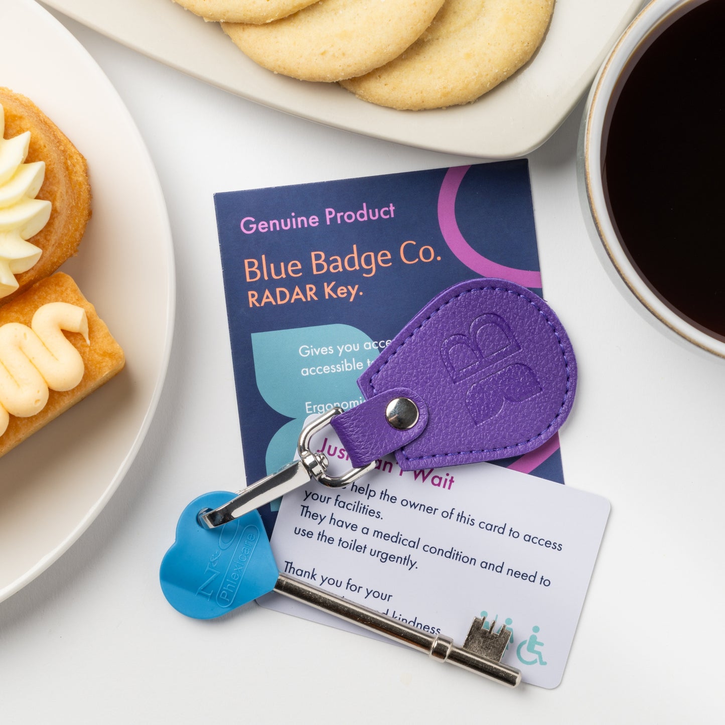 Recycled Bottles Keyring with Disabled Toilet RADAR Key in Purple