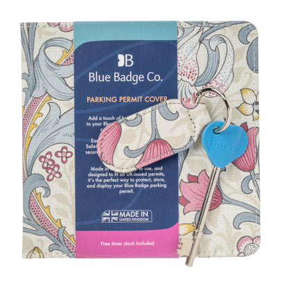 Disabled Blue Badge Wallet, Keyring and RADAR Key in William Morris Golden Lily Plum