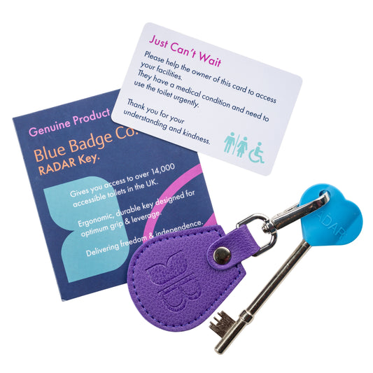 Recycled Bottles Keyring with Disabled Toilet RADAR Key in Purple