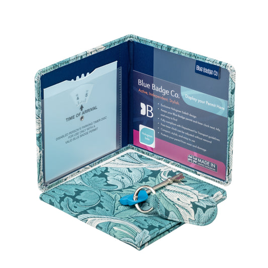 Disabled Blue Badge Wallet, Keyring and RADAR Key in William Morris Acanthus Teal
