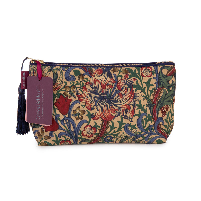 Toiletry Bag, Wash Bag in William Morris Golden Lily