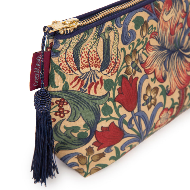 Toiletry Bag, Wash Bag in William Morris Golden Lily