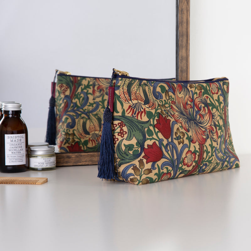 Toiletry Bag, Wash Bag in William Morris Golden Lily
