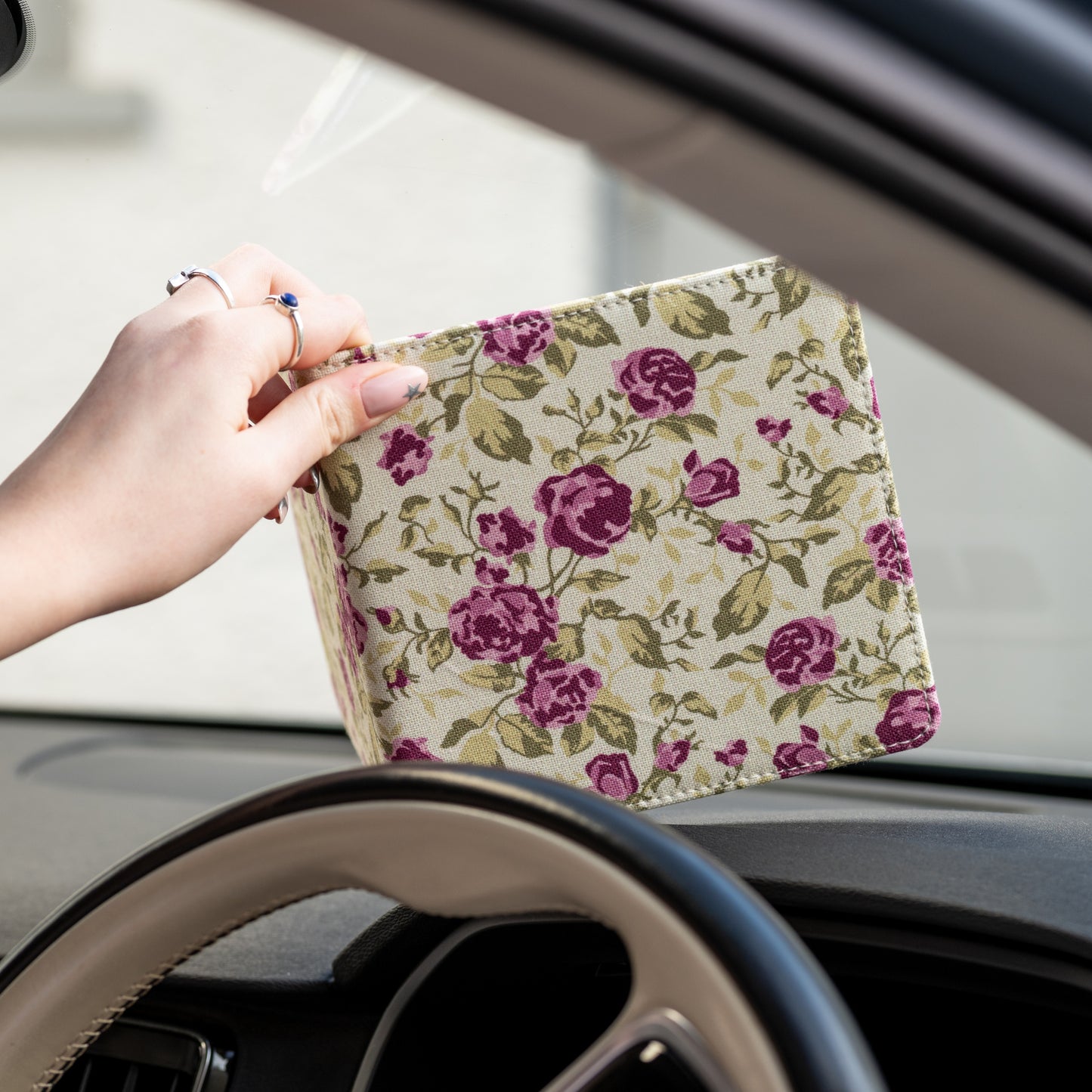 Blue Badge Wallet - Disabled Parking Permit Holder Mulberry Rose  - UK Made