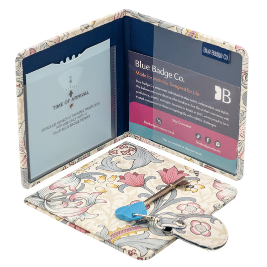 Disabled Blue Badge Wallet, Keyring and RADAR Key in William Morris Golden Lily Plum