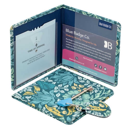 Disabled Blue Badge Wallet, Keyring and RADAR Key in William Morris Mallow Teal