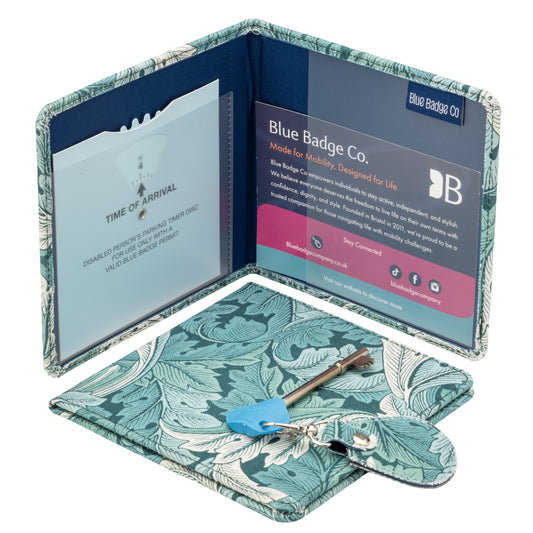 Disabled Blue Badge Wallet, Keyring and RADAR Key in William Morris Acanthus Teal