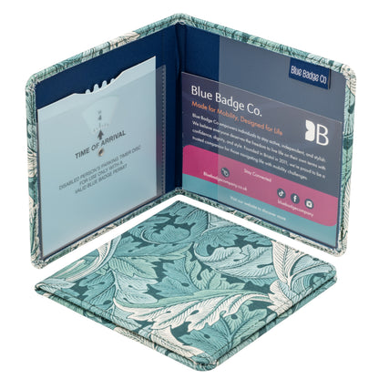 Blue Badge Wallet - Disabled Parking Permit Holder William Morris Acanthus Teal - UK Made
